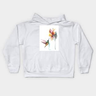 Hummgingbird and flower Kids Hoodie